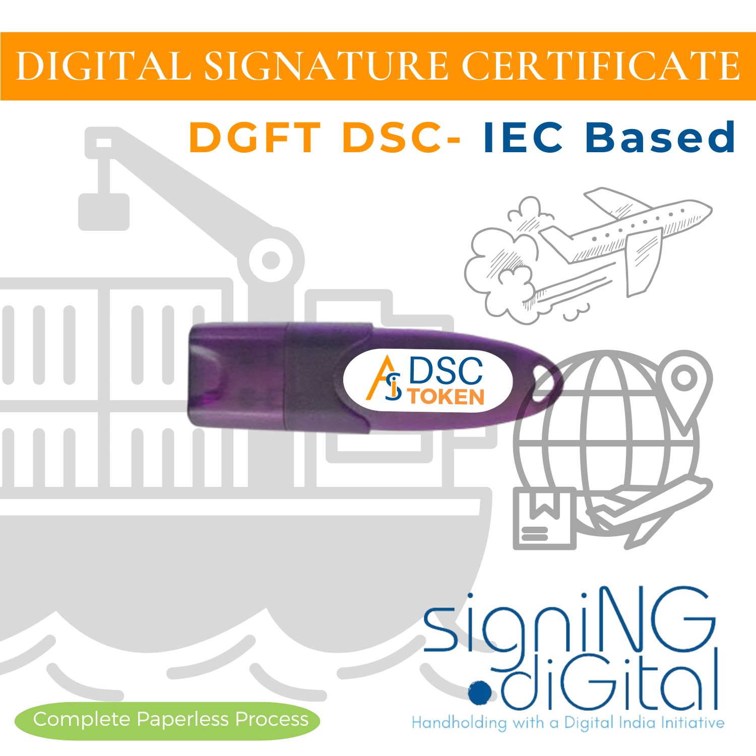 A digital signature certificate for import-export and customs. Boost your business with secure and hassle-free document signing for international trade